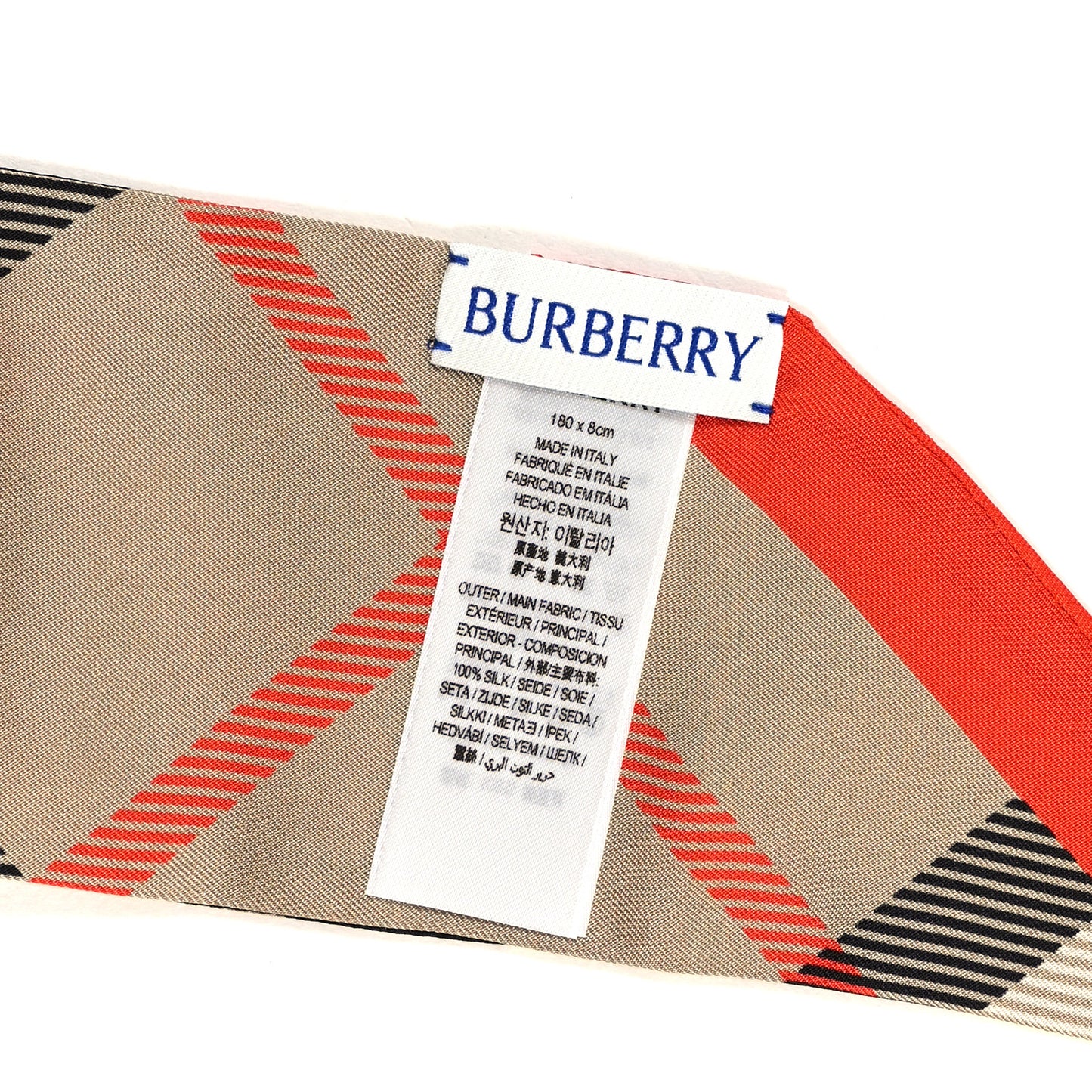 Silk Vintage Check Print Skinny Scarf Sand