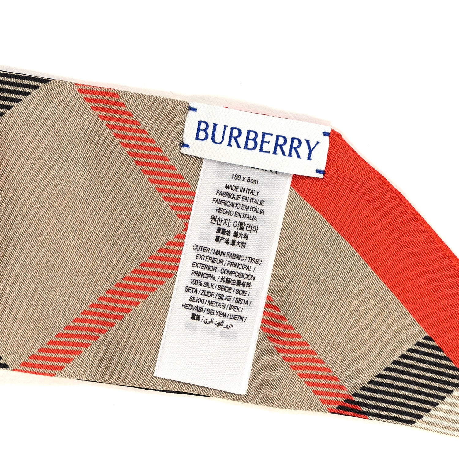 Burberry Silk Vintage Check Print Skinny Scarf Sand 3 of 3