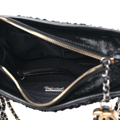 Chanel Sequin Calfskin Small Gabrielle Hobo Black Blue 5 of 9