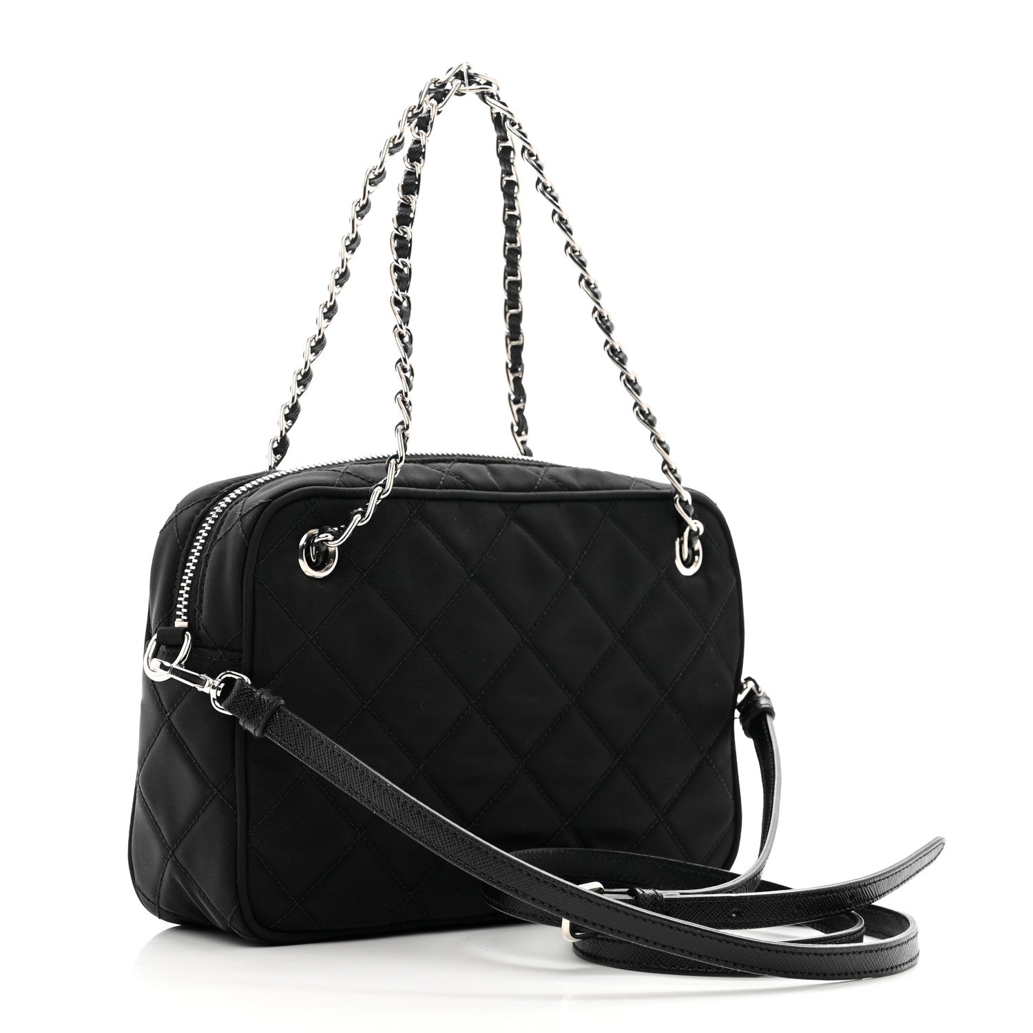 Prada Nylon Tessuto Impuntu Quilted Bandoliera Crossbody Bag Black 3 of 10