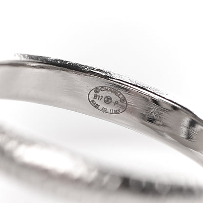 Chanel Crystal CC Ring 6.25 Silver Black 5 of 6