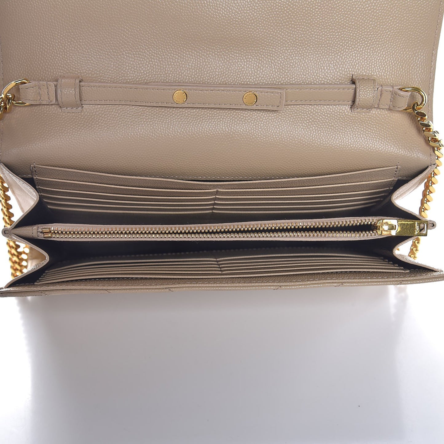 Grain De Poudre Matelasse Chevron Monogram Chain Wallet Nude Powder