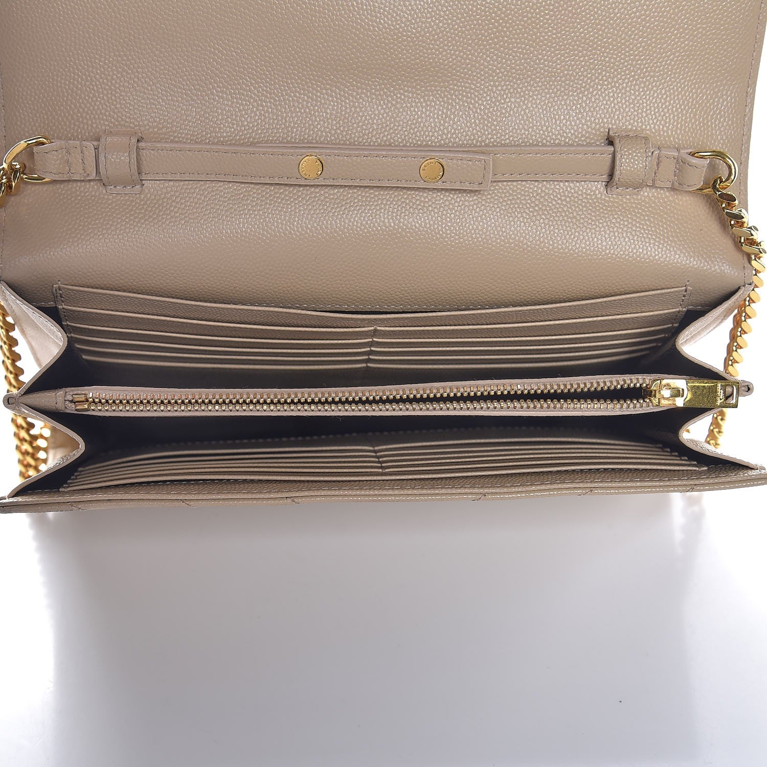 Saint Laurent Grain De Poudre Matelasse Chevron Monogram Chain Wallet Nude Powder 5 of 10