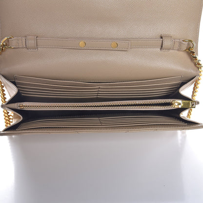 Saint Laurent Grain De Poudre Matelasse Chevron Monogram Chain Wallet Nude Powder 5 of 10