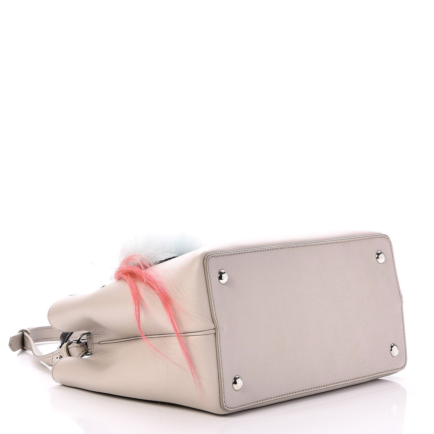 Vitello Dolce Fox Goat Bi-Color Sad Eyes Mirror Charm Petite 2Jours Tote Grigio Polvere Black