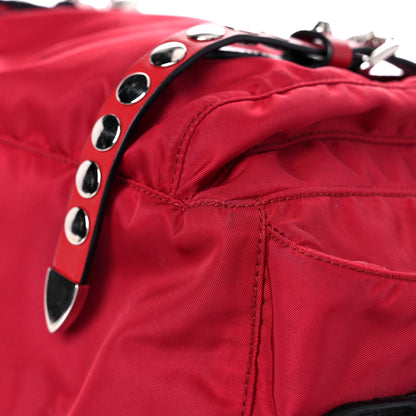 Prada Nylon New Vela Studded Messenger Cherry 9 of 18