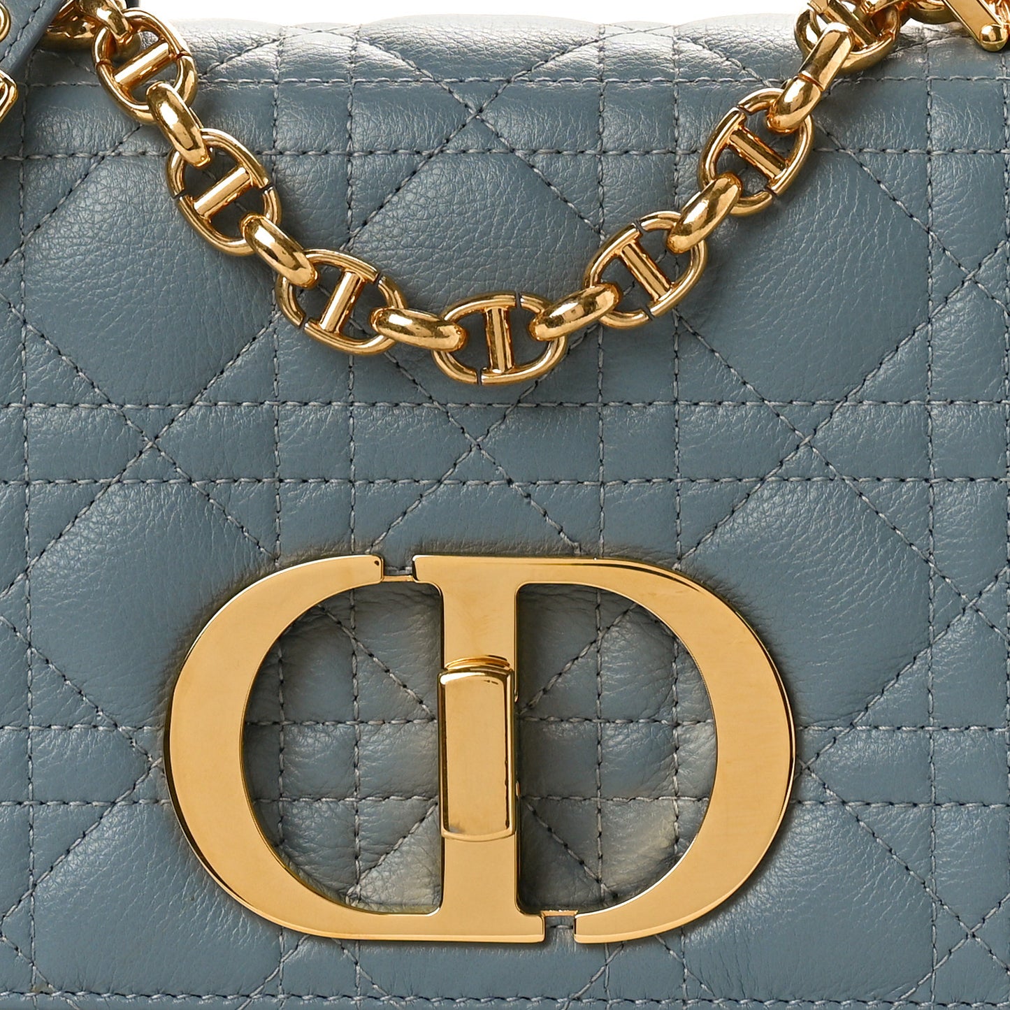 Calfskin Cannage Small Caro Bag Cloud Blue