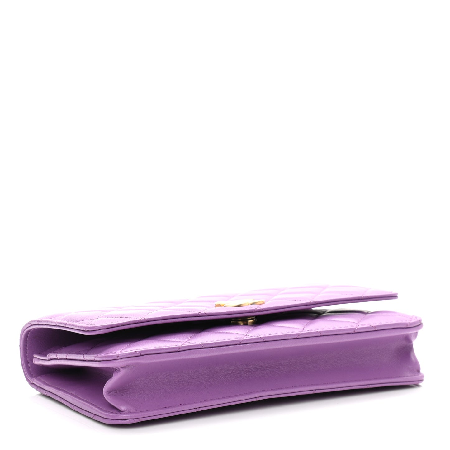 Lambskin Quilted Pick Me Up Wallet On Chain WOC Purple