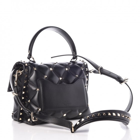 Valentino Garavani Lambskin VLTN Print Candystud Top Handle Bag Black 4 of 7