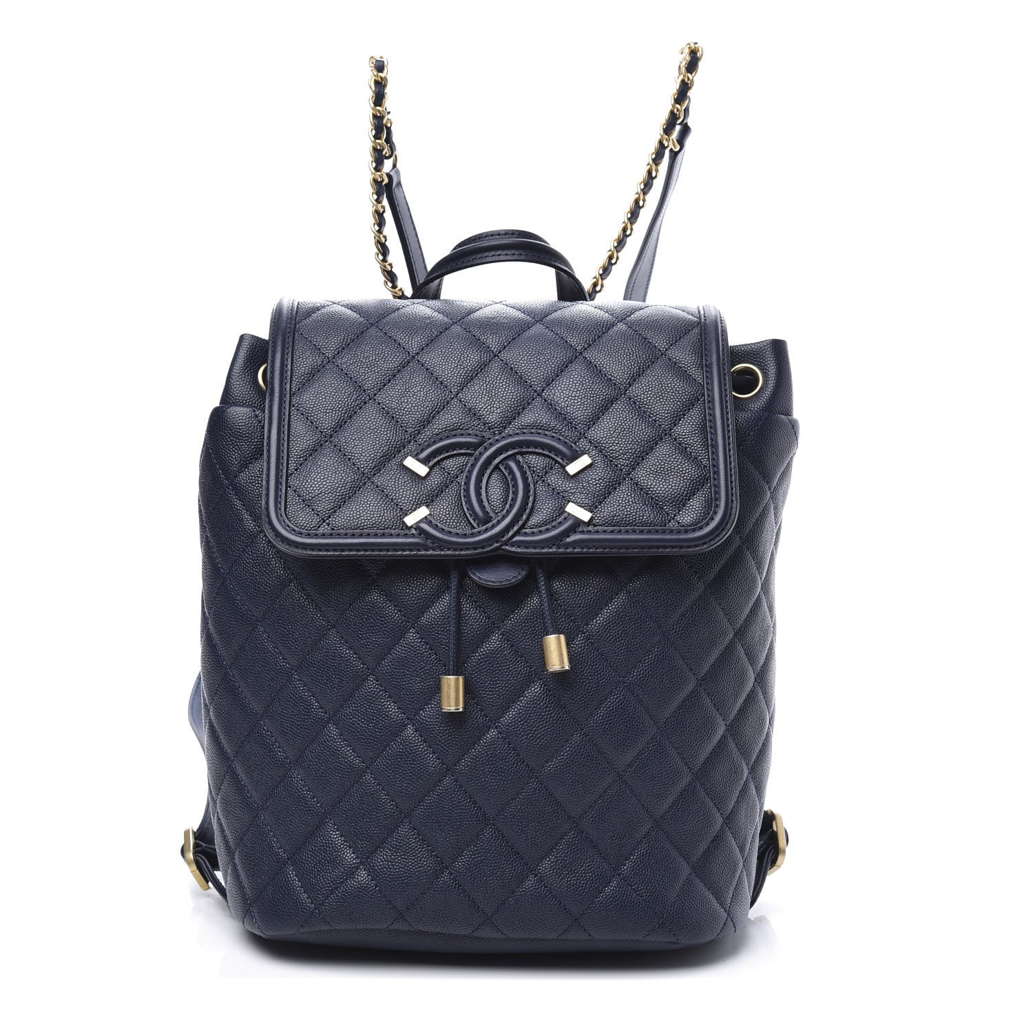 Chanel Caviar Quilted Filigree Backpack Navy 1 of 10