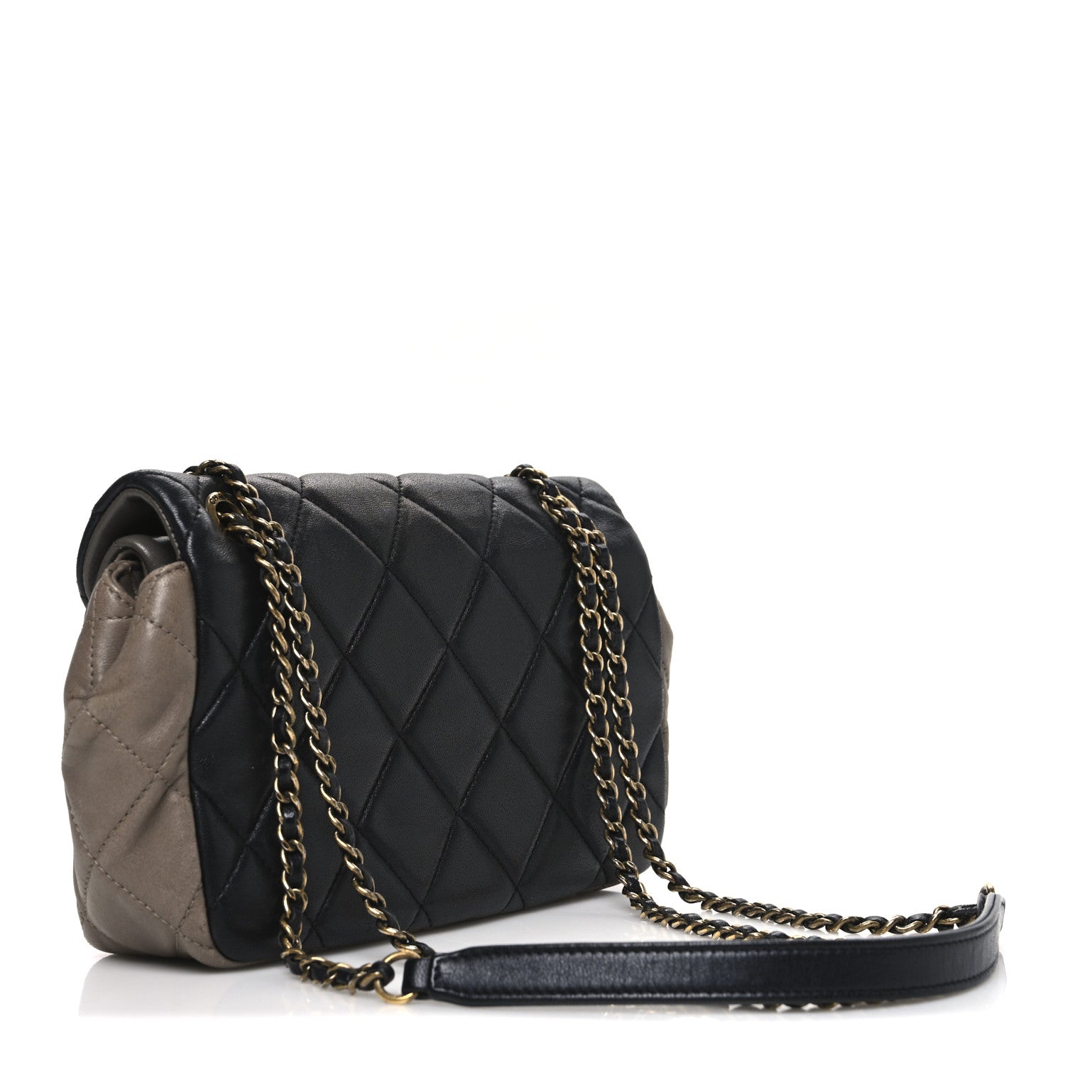 Chanel Lambskin Quilted Tri-Color Small Double Flap Black Taupe Brown 3 of 10