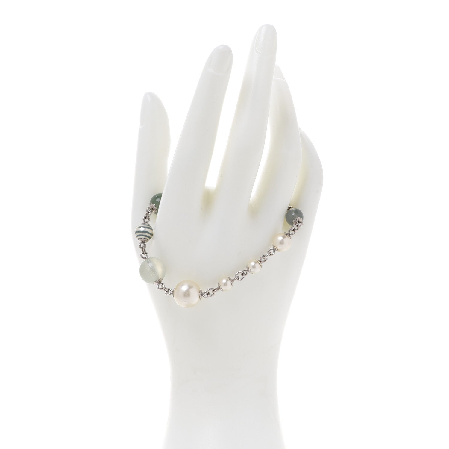 Chanel Enamel Pearl CC Bracelet Silver 2 of 5
