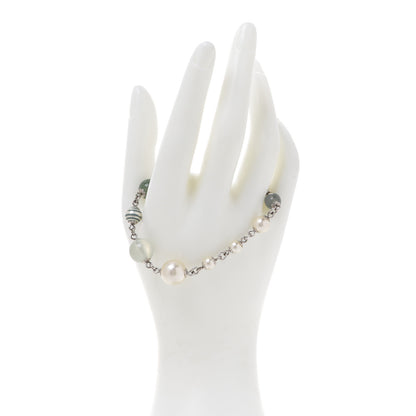 Chanel Enamel Pearl CC Bracelet Silver 2 of 5