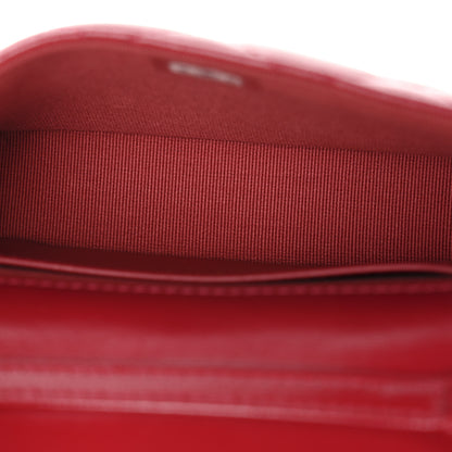 Chanel Shiny Lambskin Quilted Mini Metal Top Handle Clutch With Chain  Red 5 of 12