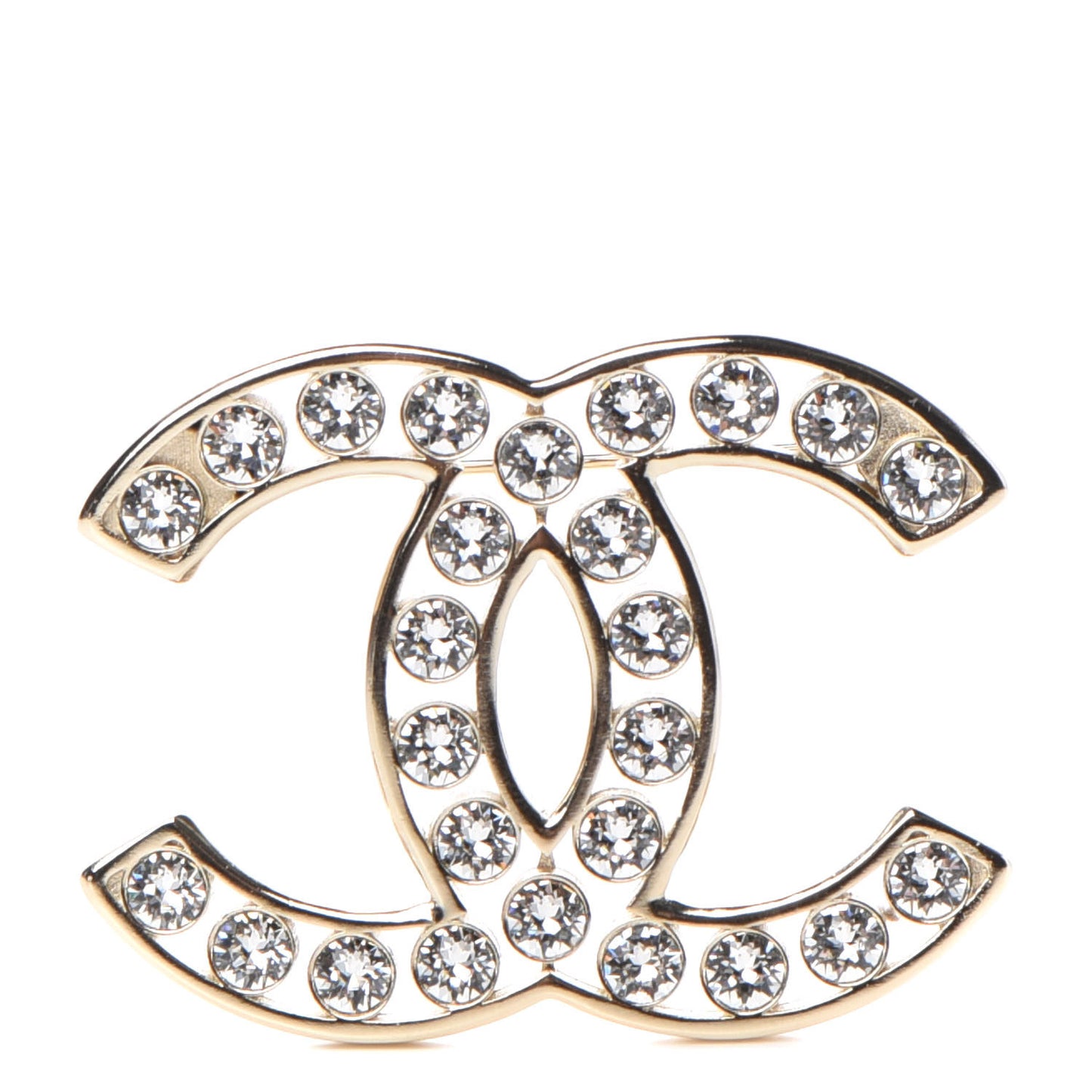 Crystal CC Brooch Light Gold