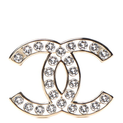 Chanel Crystal CC Brooch Light Gold 1 of 4