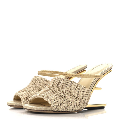 Fendi Raffia Intreccio Fendi First 95mm Slide Sandals 41 Paglia 4 of 8