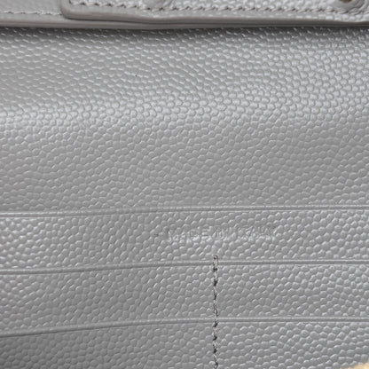 Saint Laurent Grain De Poudre Matelasse Chevron Monogram Chain Wallet Fog 6 of 8