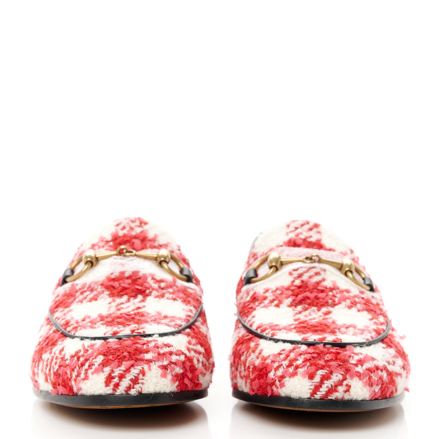 Vintage Tweed Check Horsebit Womens Jordaan Loafers 36 White Red