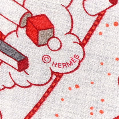 Hermes Cashmere Silk L'Epopee D'Hermes Shawl 140 Gris Chine Rouge Multicolor 3 of 11