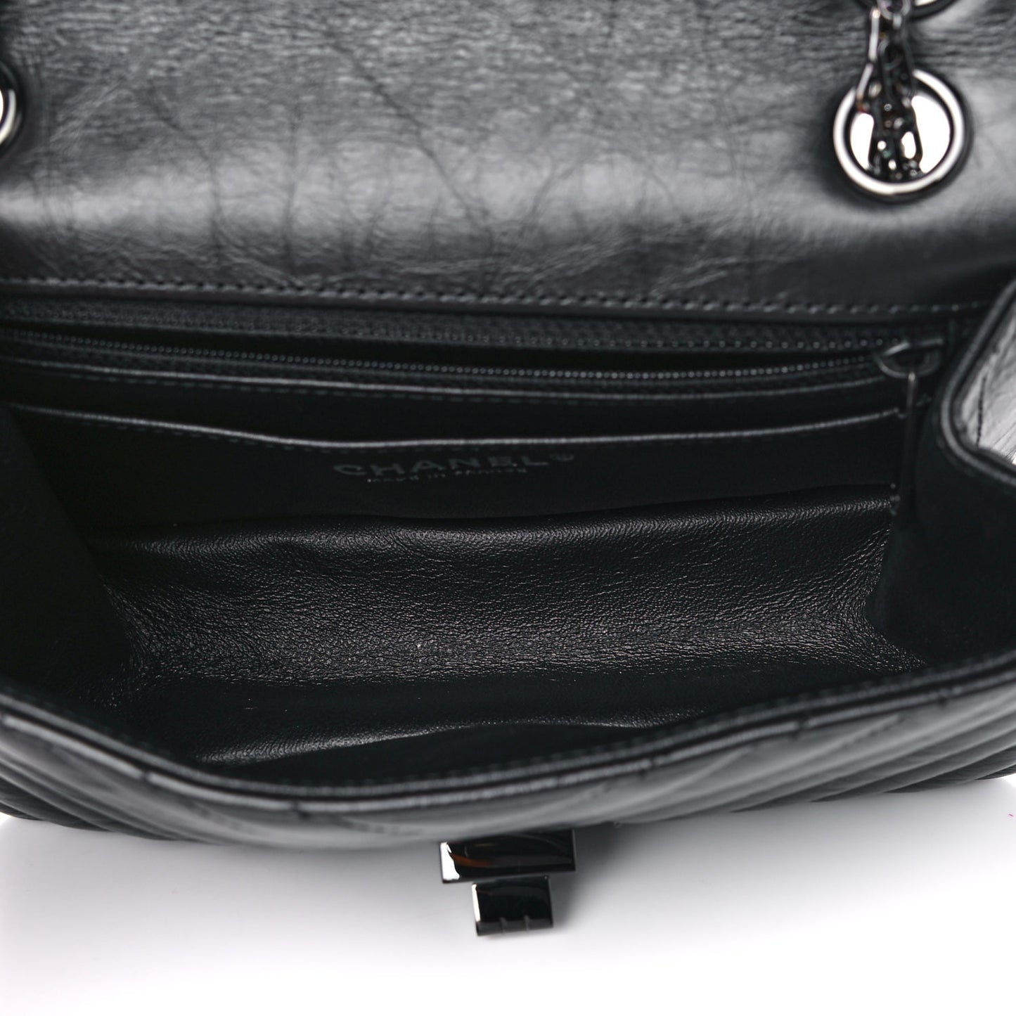 Aged Calfskin Chevron Quilted 2.55 Reissue Mini Flap So Black