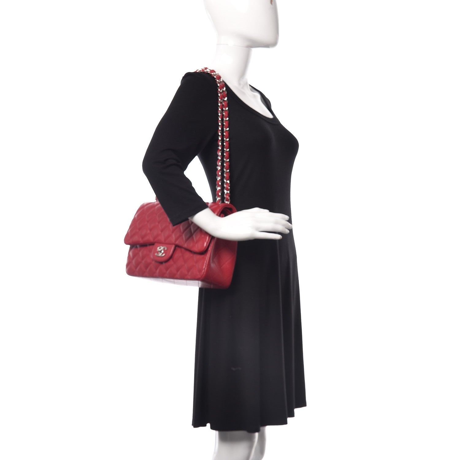 Chanel Caviar Quilted Jumbo Double Flap Red 2 of 10