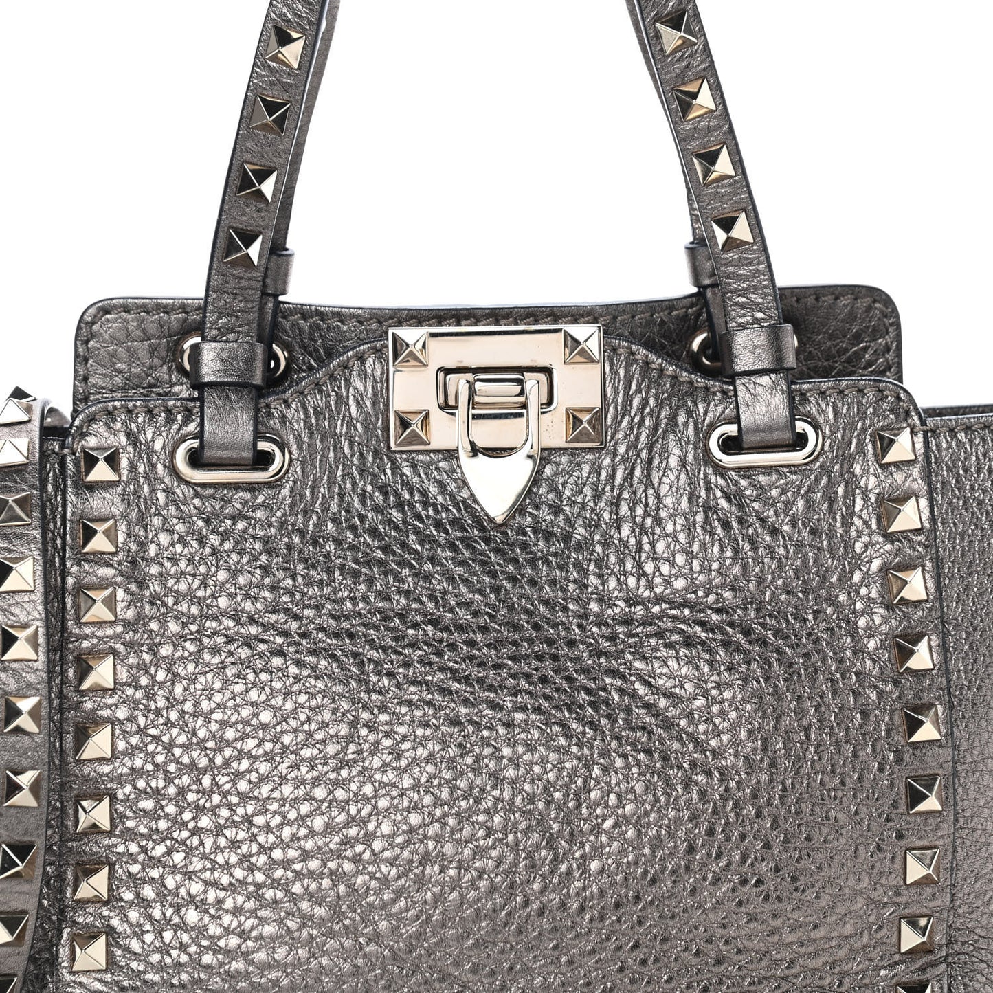 Metallic Alce Printed Calfskin Mini Rockstud Tote Sasso