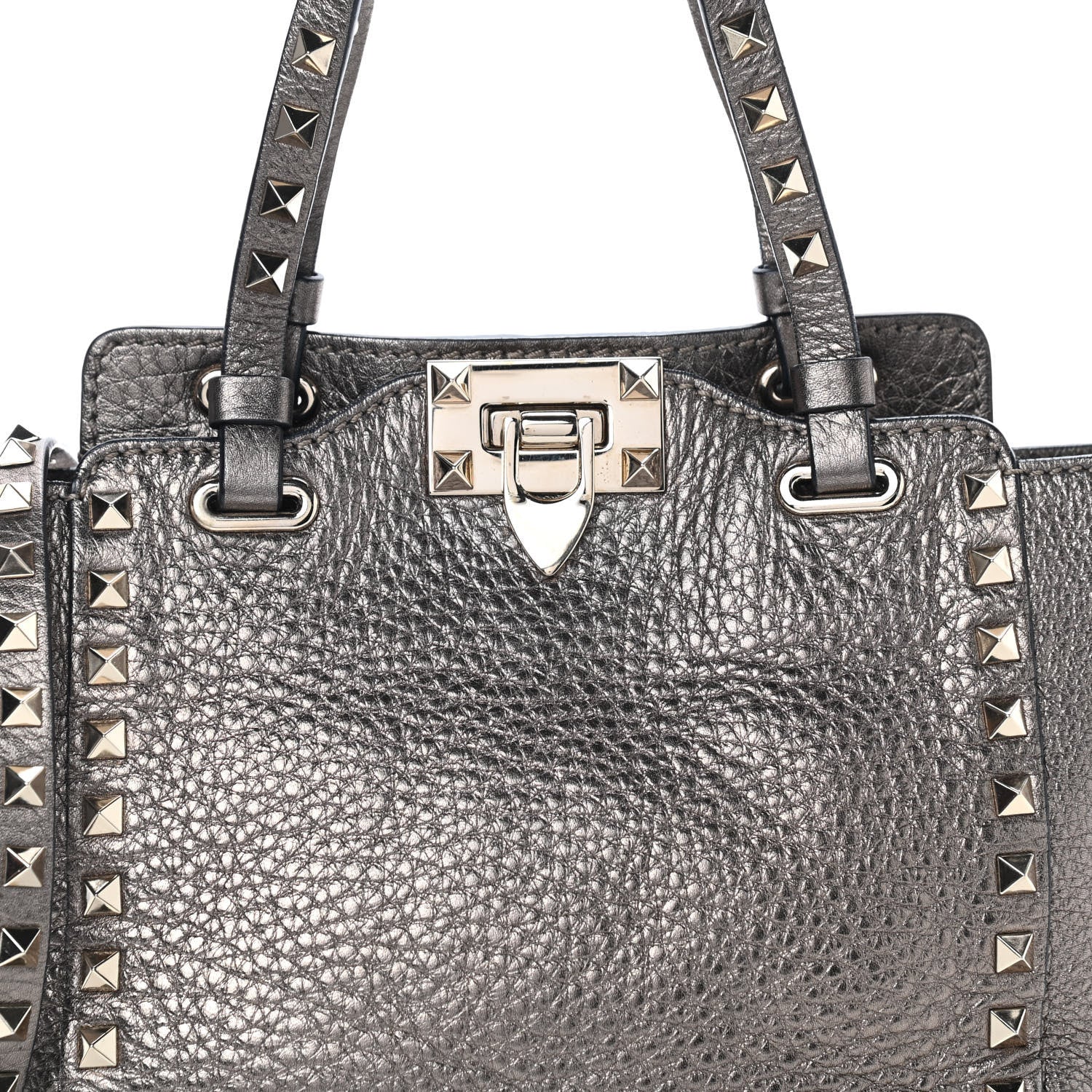 Valentino Garavani Metallic Alce Printed Calfskin Mini Rockstud Tote Sasso 9 of 9
