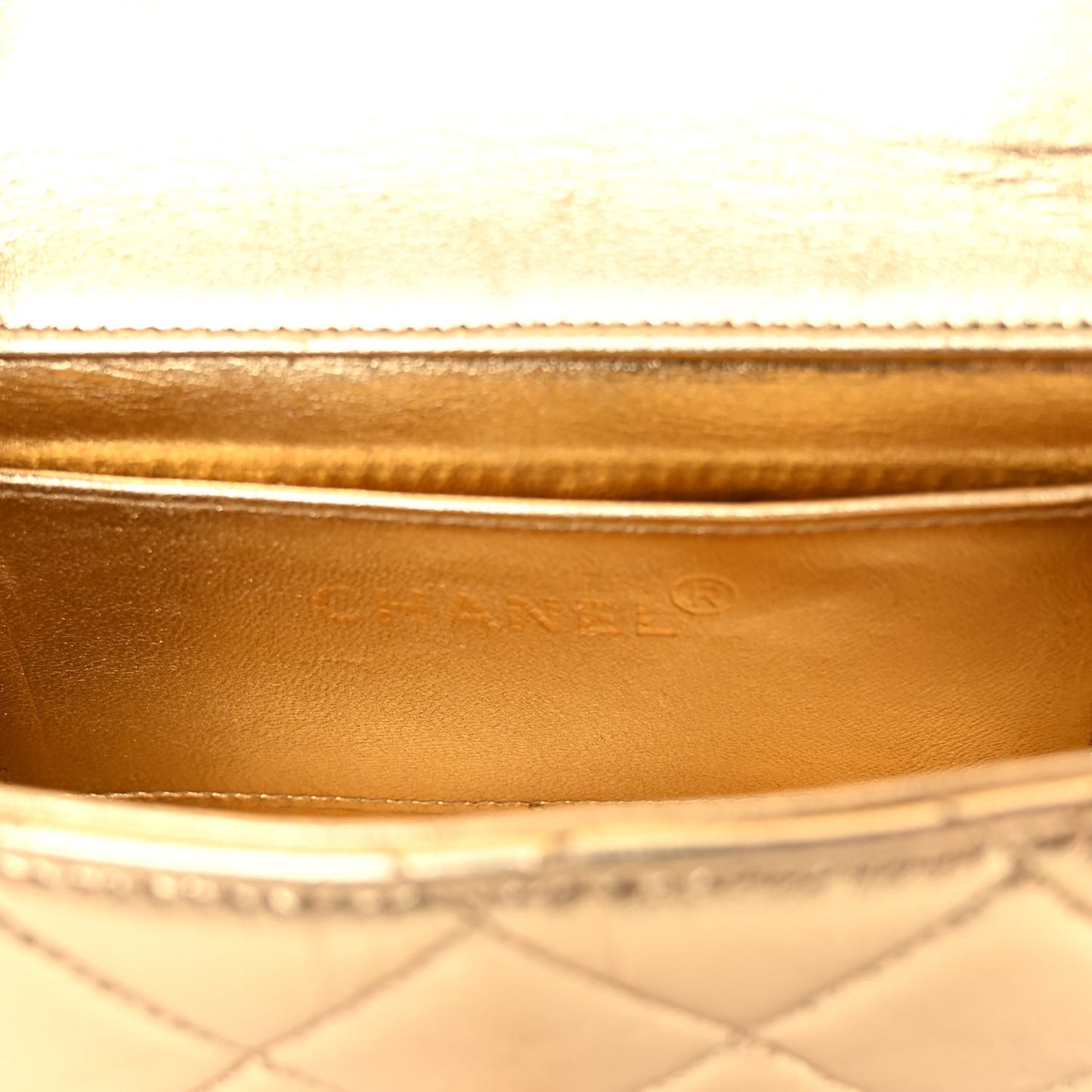 Metallic Lambskin Quilted Multi Chain Single Flap Gold