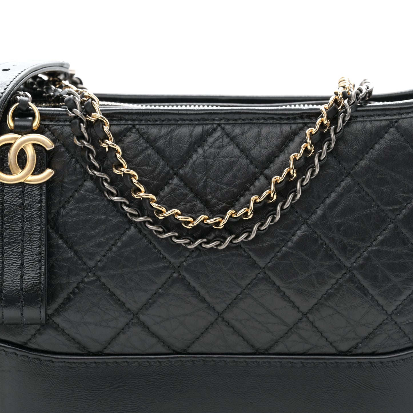 Aged Calfskin Quilted New Medium Gabrielle Hobo Black