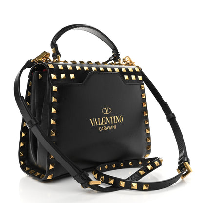 Valentino Garavani Grainy Calfskin Small Rockstud Allover Alcove Top-Handle Flap Bag Black 3 of 9