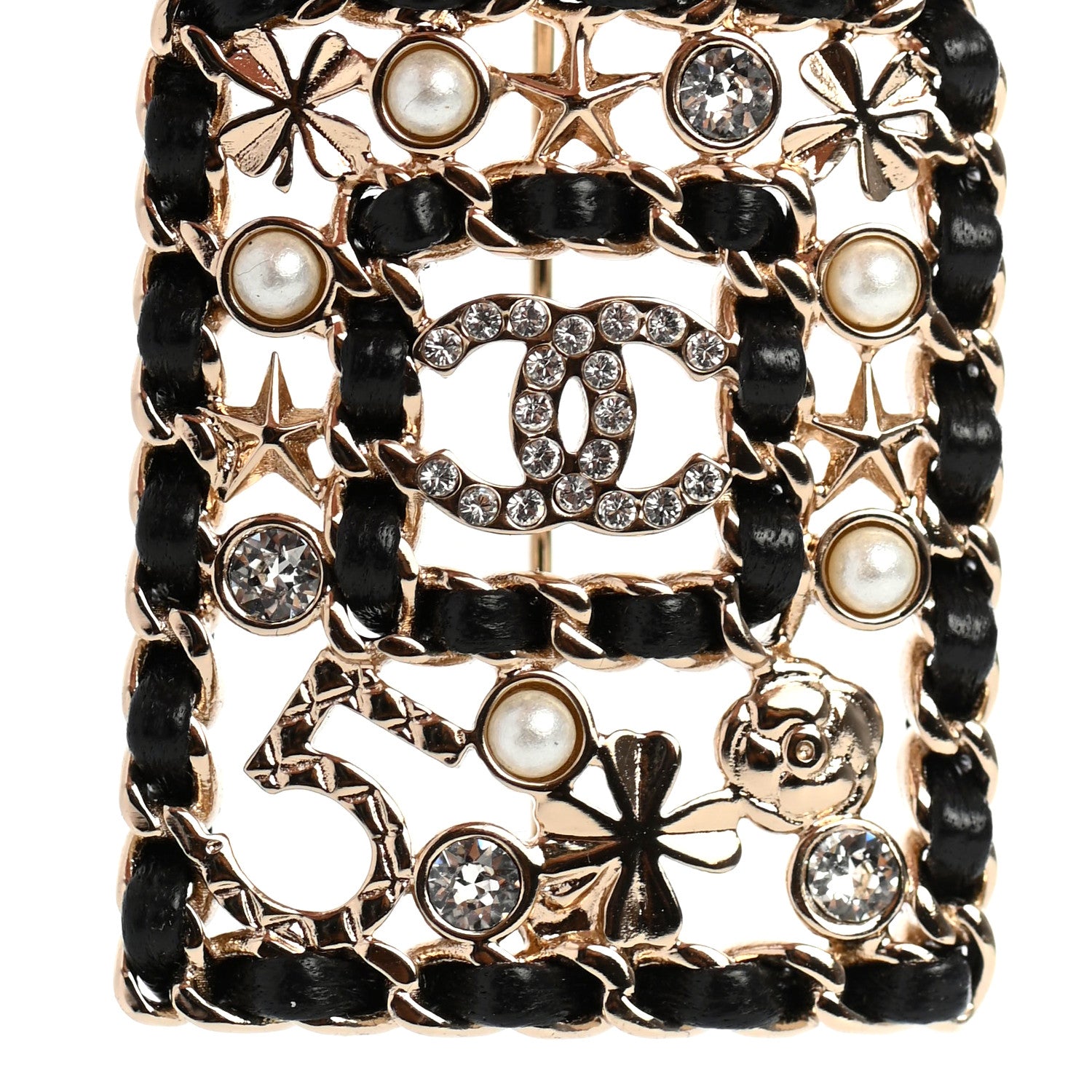 Chanel Lambskin Pearl Quilted Chain CC Perfume Bottle Brooch Gold 3 of 4