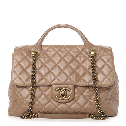 Chanel Glazed Calfskin Large Castle Rock Flap Dark Beige 1 of 10