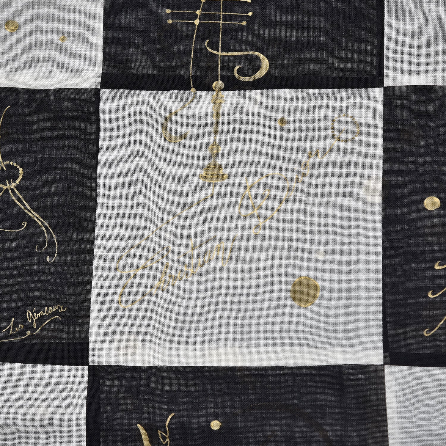 Christian Dior Wool Silk Star Signs Constellation Scarf Black 6 of 10