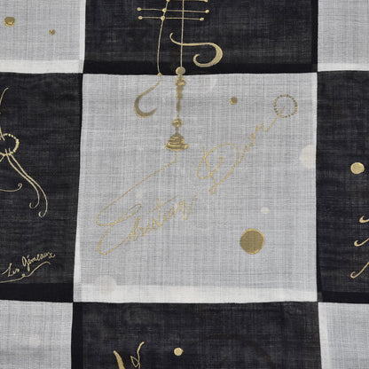 Christian Dior Wool Silk Star Signs Constellation Scarf Black 6 of 10