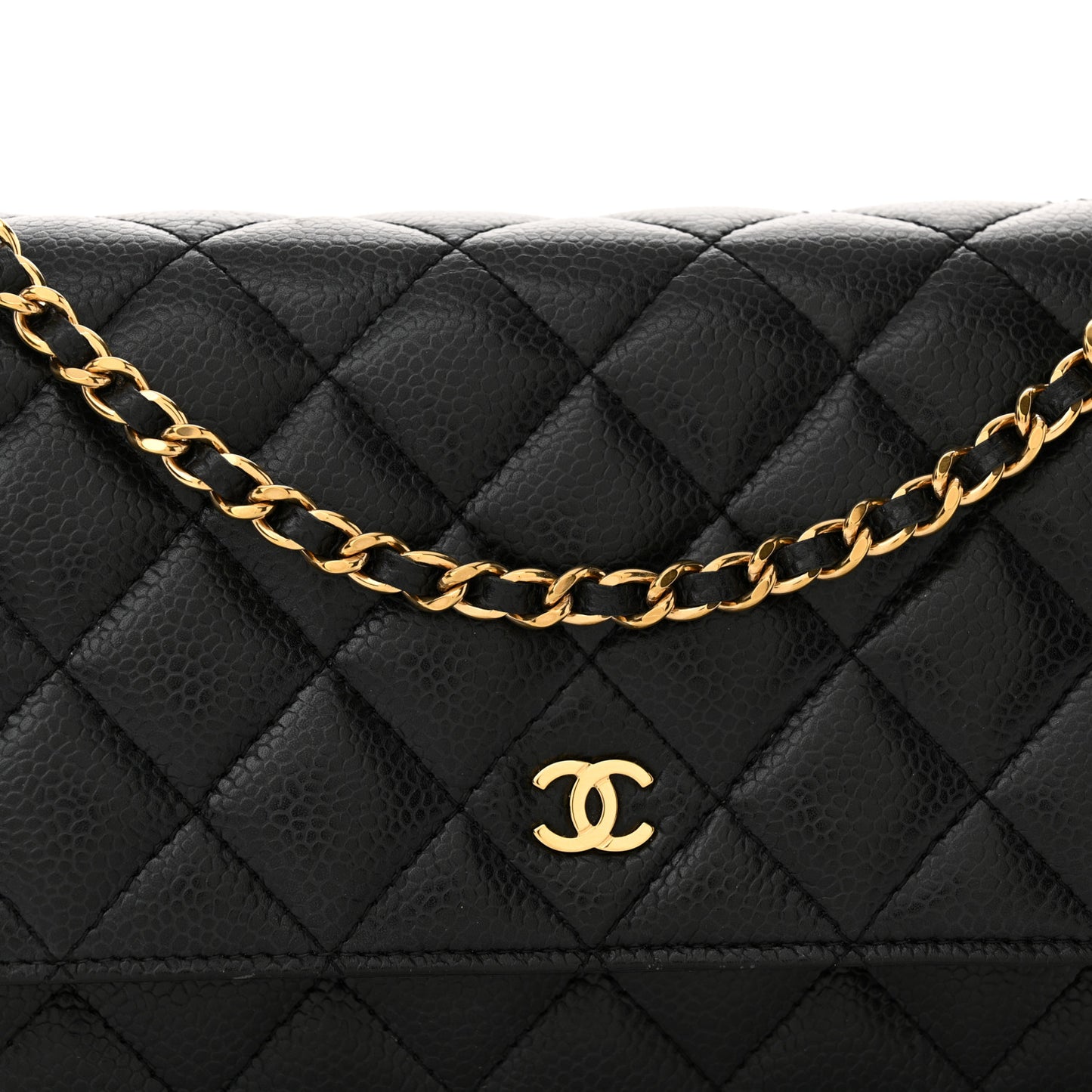 Caviar Quilted Wallet on Chain WOC Black