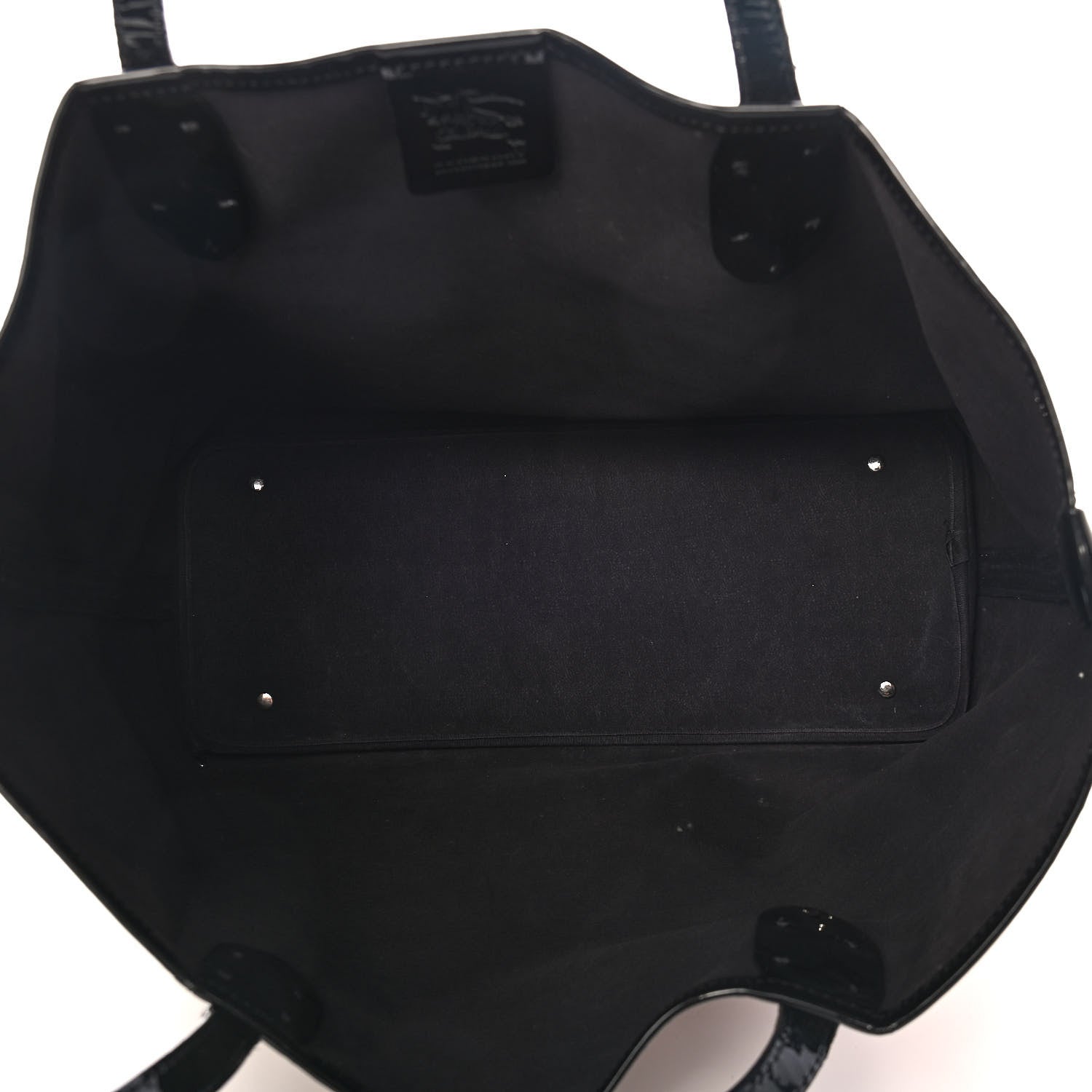 Burberry Patent Trim Patchwork Check Tote Black 5 of 14