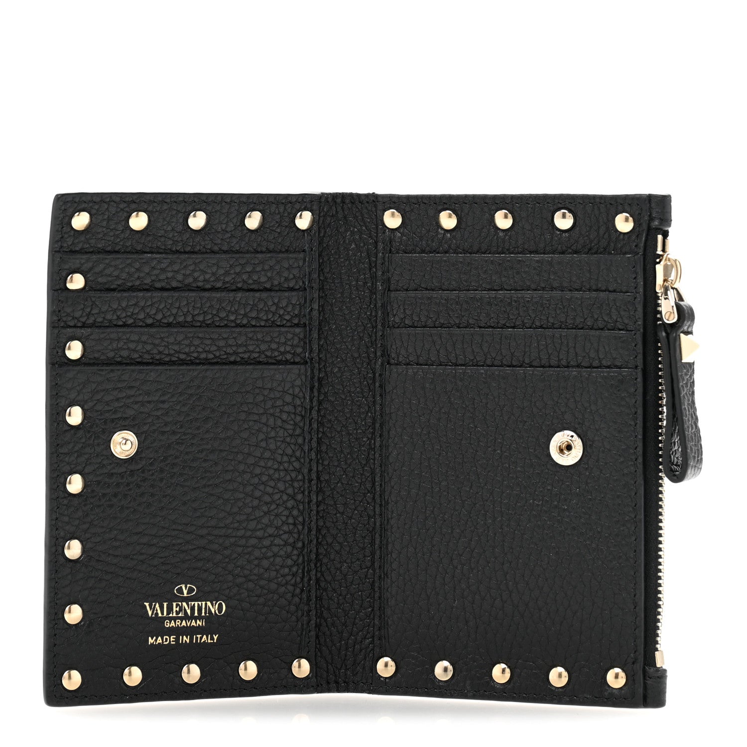 Valentino Garavani Pebbled Calfskin Rockstud Coin Case Card Holder Black 5 of 9