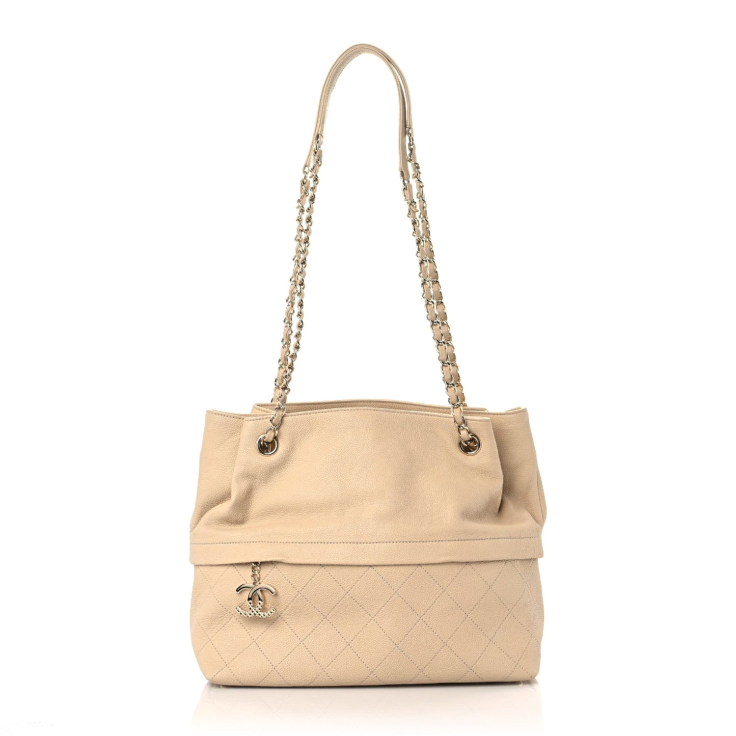 Caviar Stitched Shopping Tote Beige
