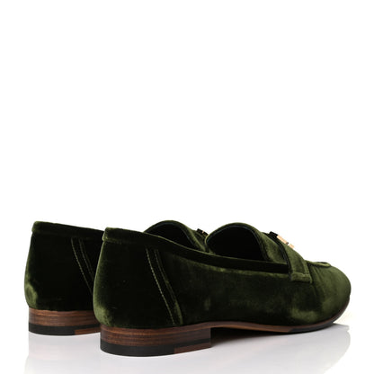 Hermes Velvet Womens Paris Loafers 39.5 Vert 3 of 6