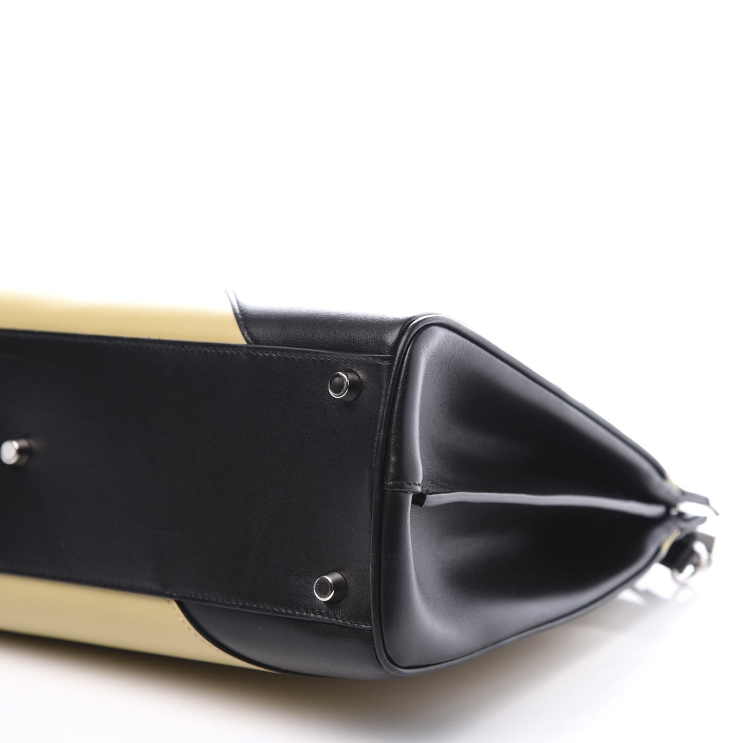 Smooth Calfskin Diagonal Striped Medium Zumi Top Handle Bag Black Beige