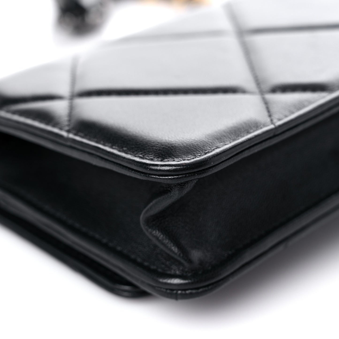 Lambskin Quilted Chanel 19 Wallet On Chain WOC Black