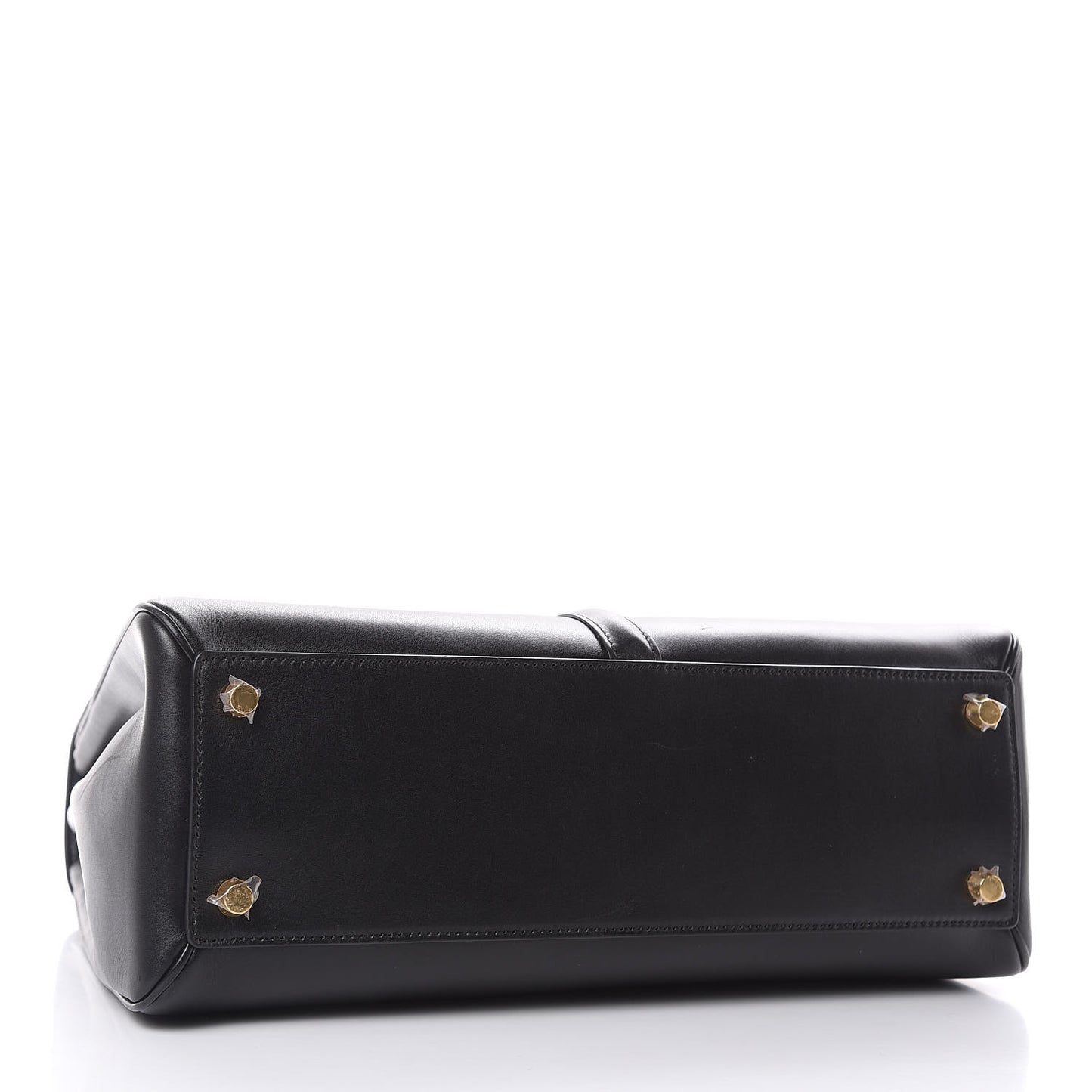 Satinated Calfskin Medium 16 Top Handle Bag Black