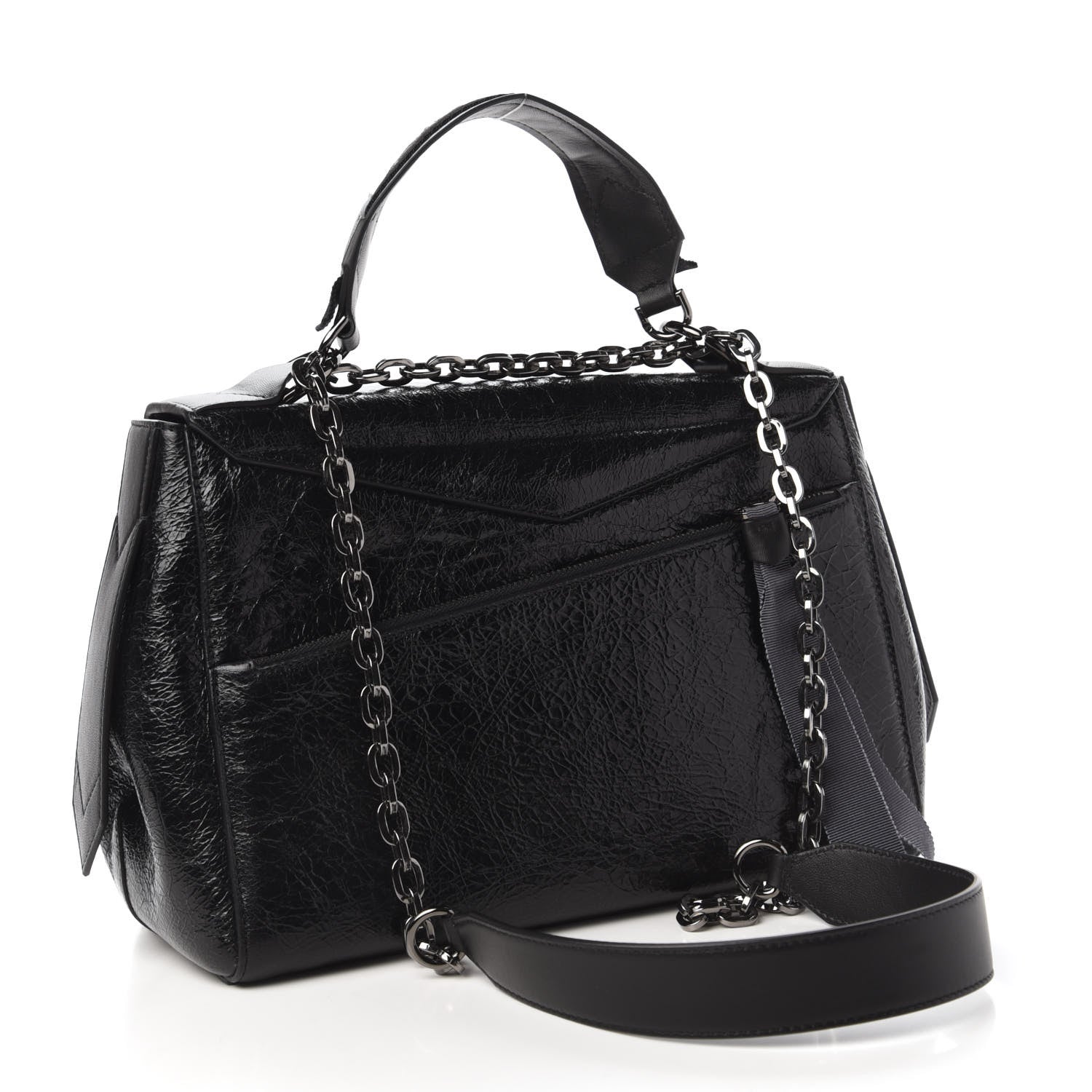 Givenchy Creased Patent Calfskin Medium ID Flap Black 3 of 9