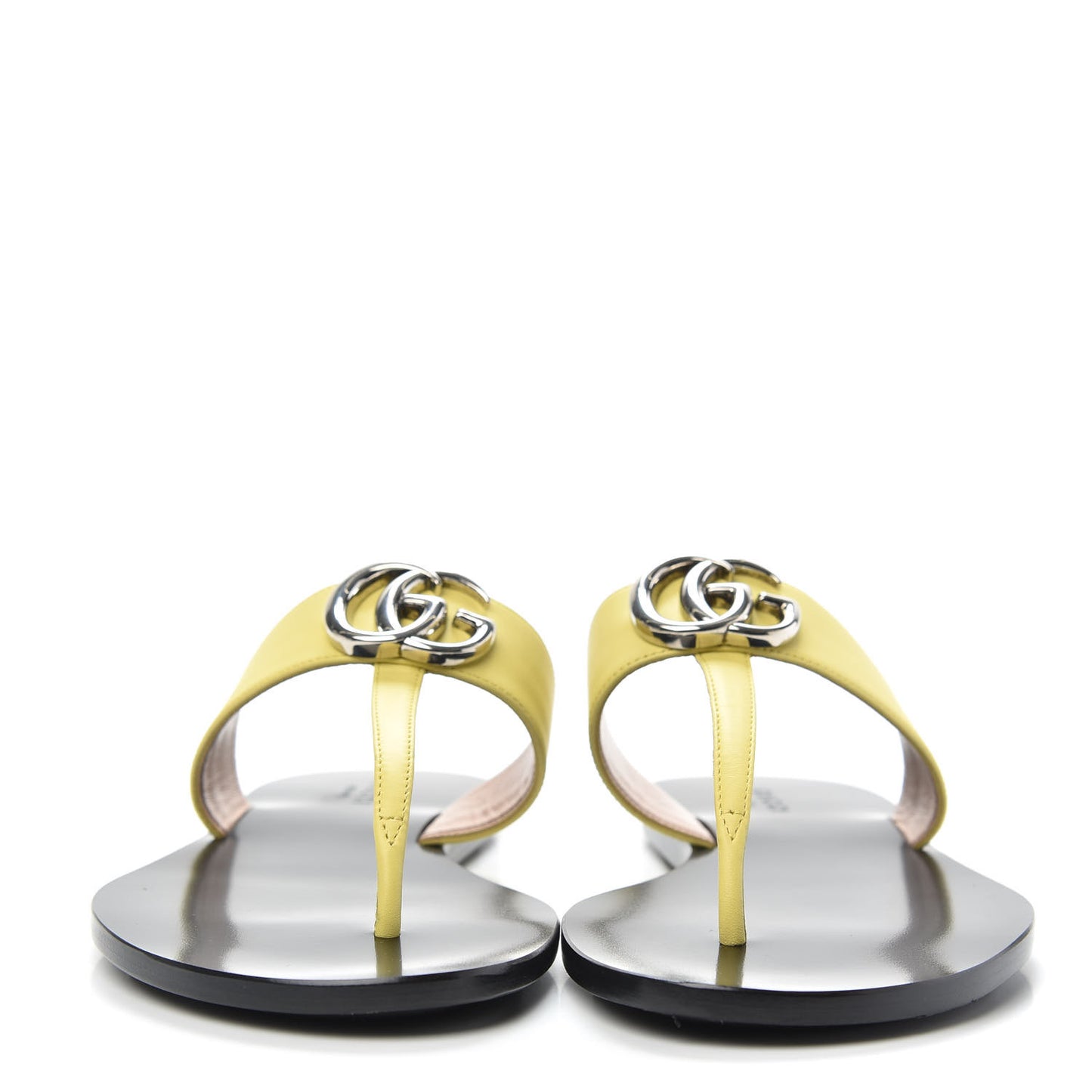 Calfskin GG Marmont Thong Sandals 37 Banana