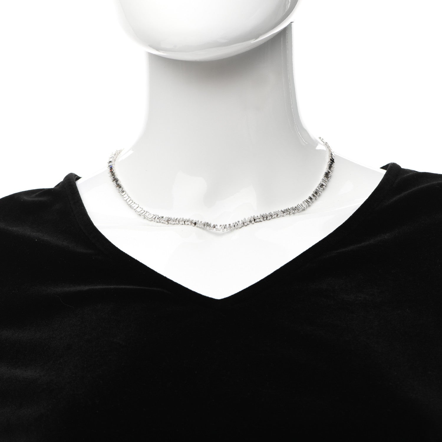 Suzanne Kalan 18K White Gold Diamond Classic Fireworks Tennis Necklace 2 of 4