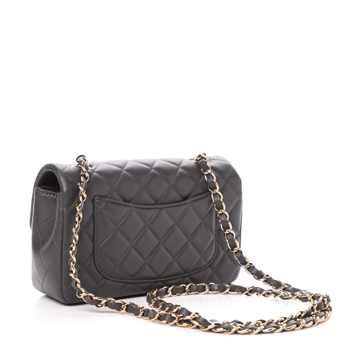 Lambskin Quilted Mini Rectangular Flap Grey