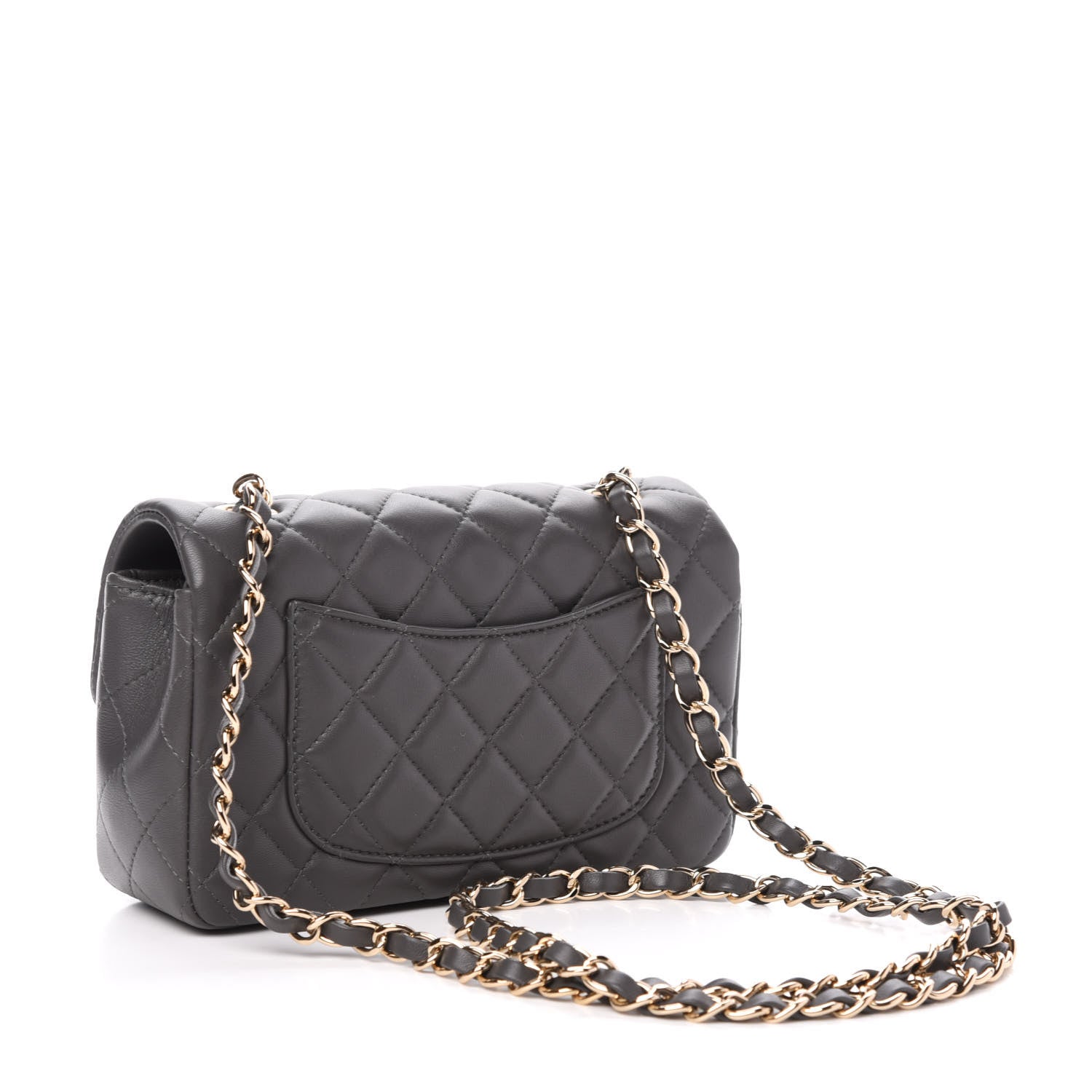 Chanel Lambskin Quilted Mini Rectangular Flap Grey 3 of 11