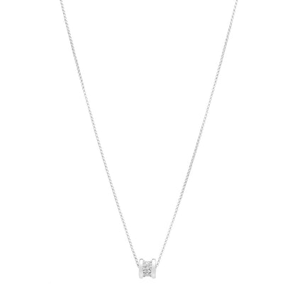 Bulgari 18K White Gold Diamond Small B.Zero1 Pave Pendant Necklace 1 of 4