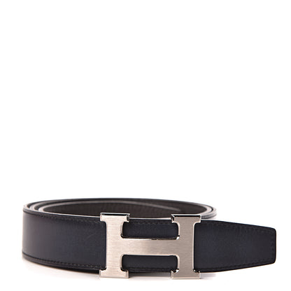 Hermes Box Togo 32mm H Belt 90 Bleu Marine Grey 1 of 8